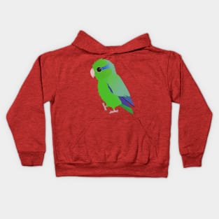 Cute green pacific parrotlet Kids Hoodie